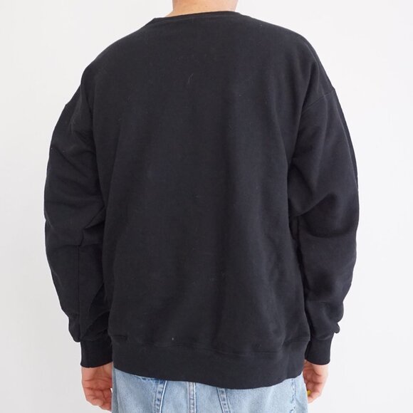 Vintage '90S Hanes Pro Print Heavyweight Cotton Blank Black Crewneck Sweater L - Picture 2 of 8